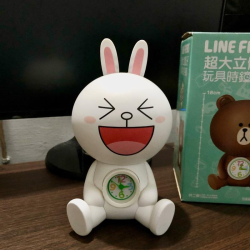 [二手] LINE Friends 超大立體公仔玩具時鐘存錢筒(CONY兔兔款) 含外盒