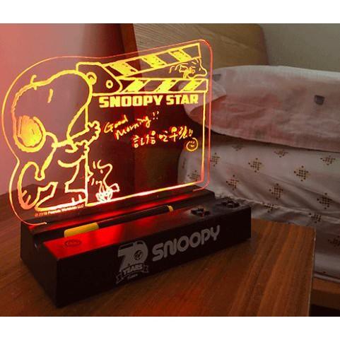 7-11集點 史努比70週年 SNOOPY 快樂積因  LED變色留言板 積木造型狗屋電子鐘-細節圖4