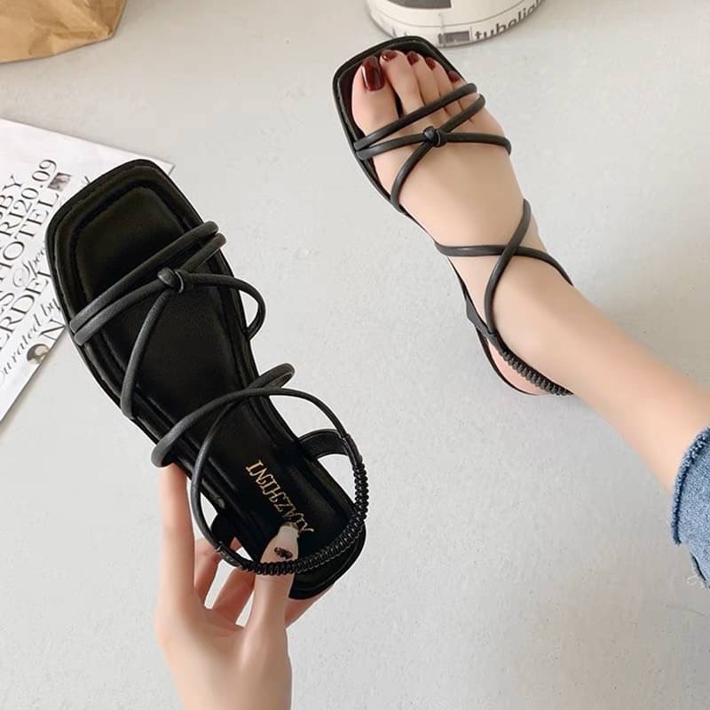 法式低跟仙女風涼鞋時尚平底復古羅馬鞋子百搭休閒沙灘鞋-細節圖2