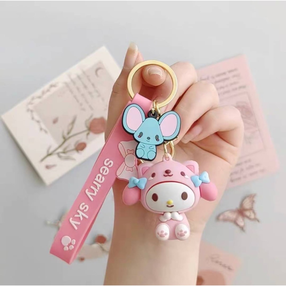 玉桂狗汽車鑰匙扣庫洛米美樂蒂公仔小飾品男女學生書包掛件大耳狗-細節圖4