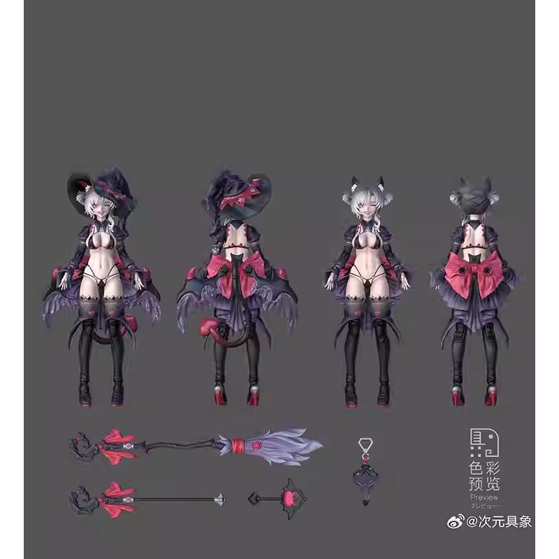 次元具象 1/12 見習魔女 星川貓貓 黑髮版 &  紅髮版  套組-細節圖3