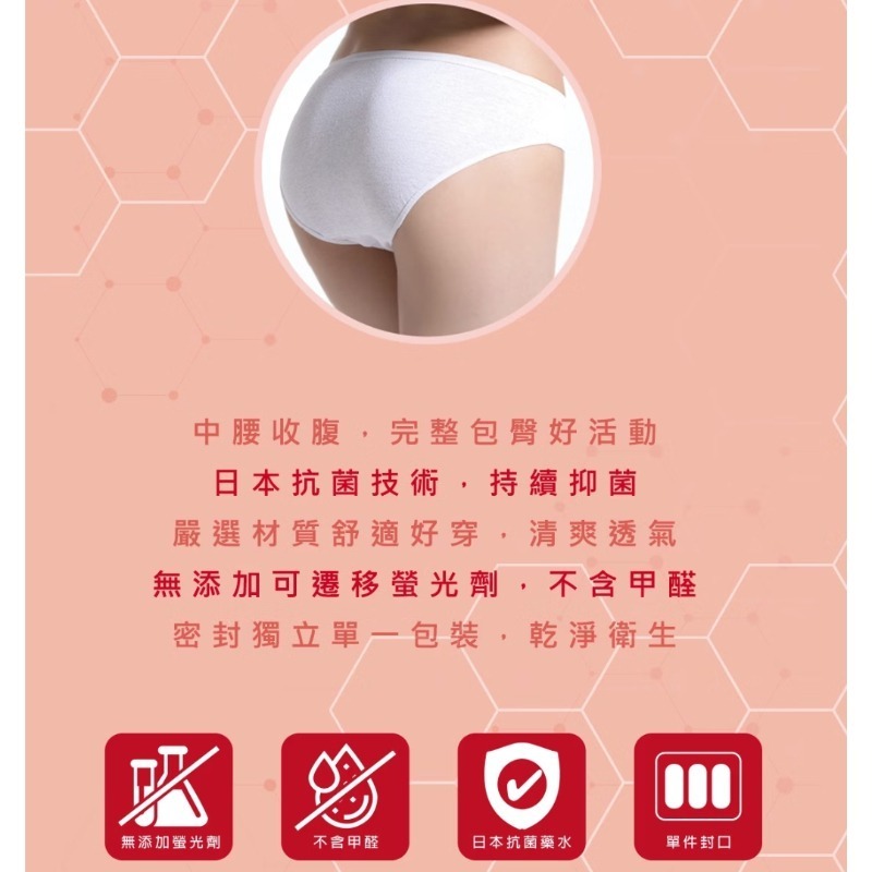 開發票 Cotton Republic 棉花共和國 抗菌科學 女用中腰免洗棉褲 3入/包 多尺寸供選 出差、旅遊-細節圖3