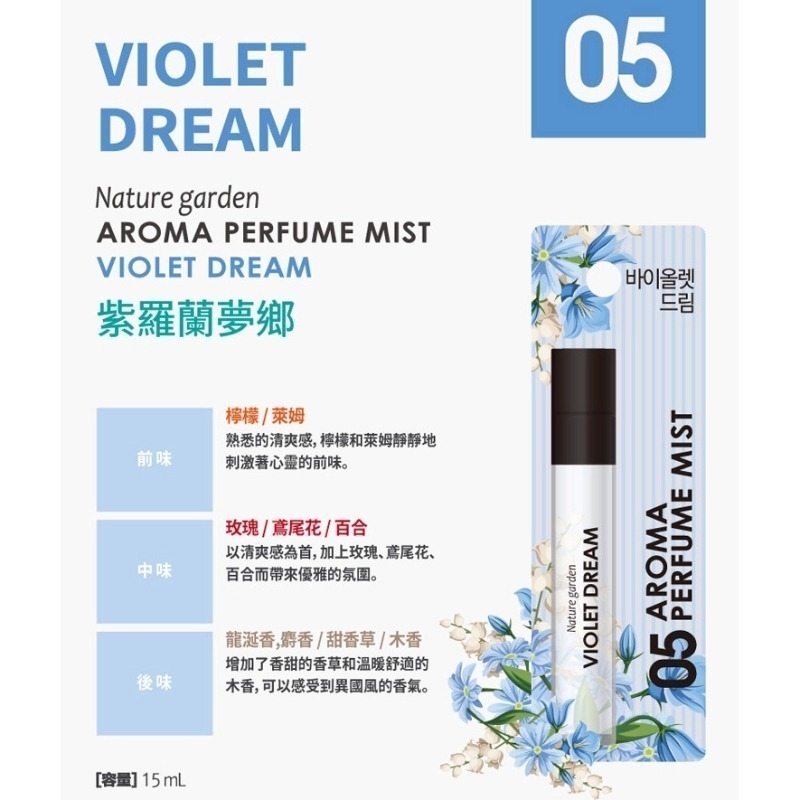 韓國 Nature Garden 香氛噴霧 15ml/入 多款供選 衣物香氛-規格圖3