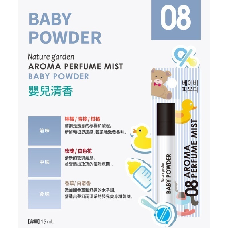 韓國 Nature Garden 香氛噴霧 15ml/入 多款供選 衣物香氛-規格圖3