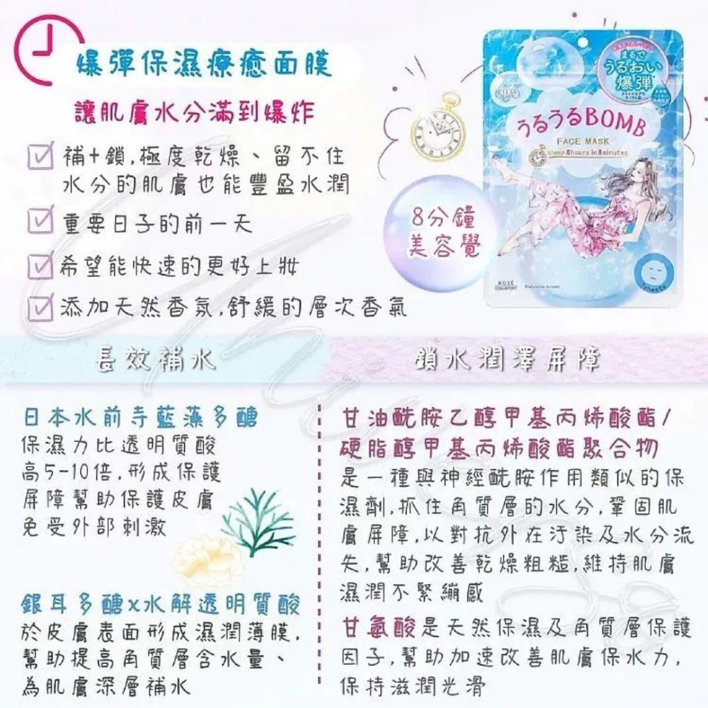 開發票 日本 KOSE 高絲 光映透定面膜 7枚入/包  多款供選-細節圖7