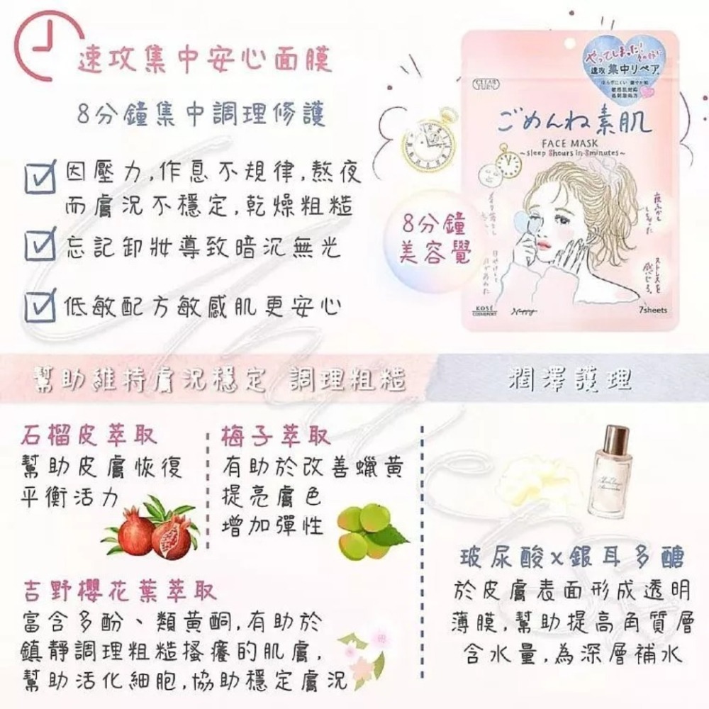 開發票 日本 KOSE 高絲 光映透定面膜 7枚入/包  多款供選-細節圖5