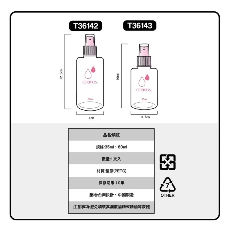 cosmos 噴瓶 15ml / 20ml / 30ml / 35ml / 60ml 分裝瓶 旅行 多款供選-細節圖5