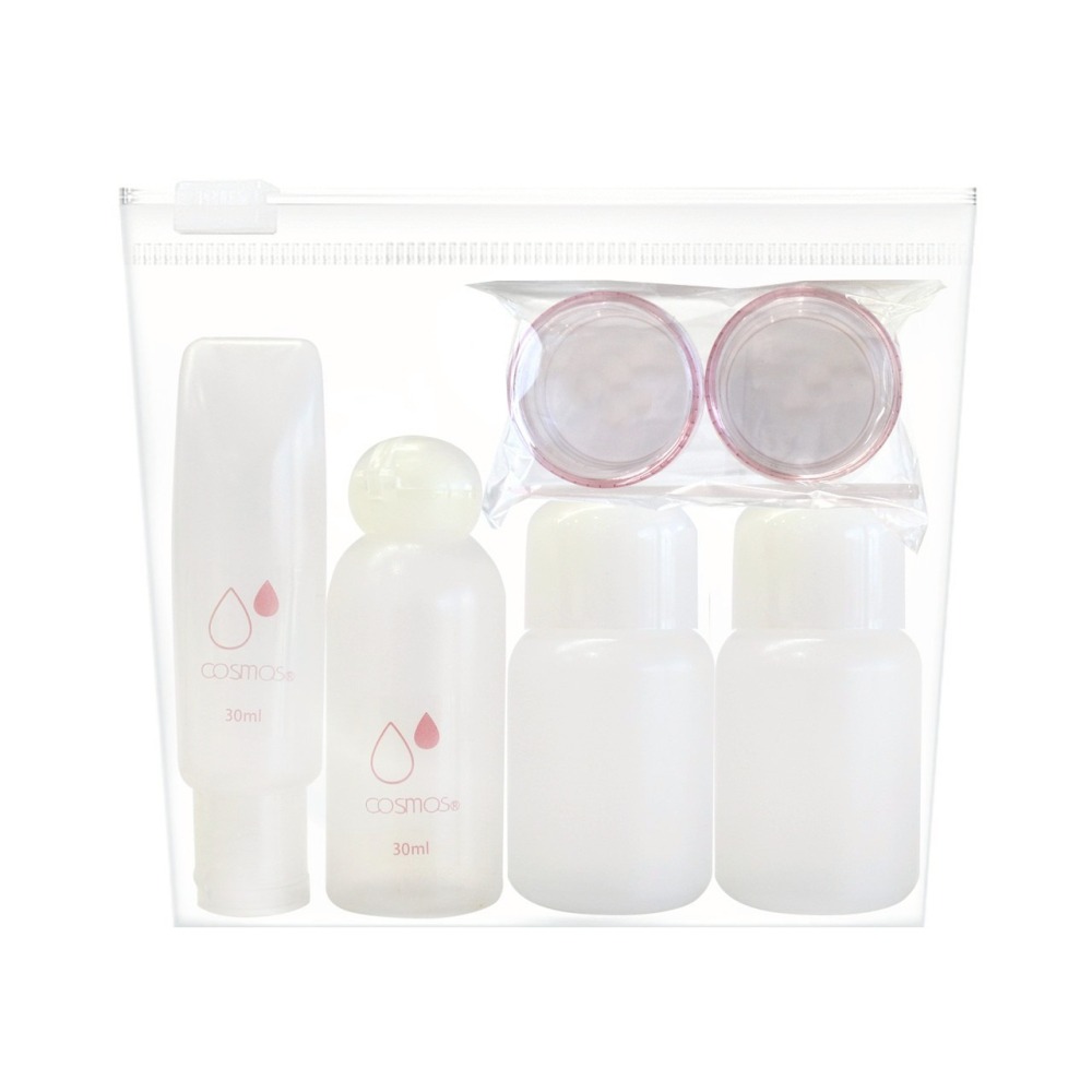 ★開發票 cosmos 旅行空瓶組 附收納袋 (T36228) 分裝 方便攜帶 內含軟管 面霜罐 壓瓶 噴瓶  旅行-細節圖2