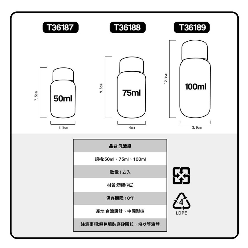 cosmos 乳液瓶 50ml/75ml/100ml 分裝瓶 多款供選  旅行-細節圖2