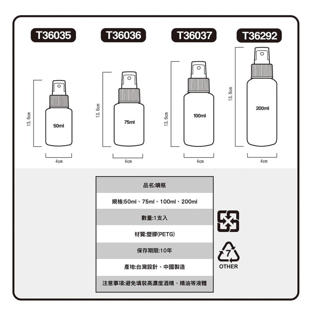 開發票 cosmos 50ml/75ml/100ml/200ml 噴瓶 噴霧瓶 多款供選 分裝瓶  旅行-細節圖3