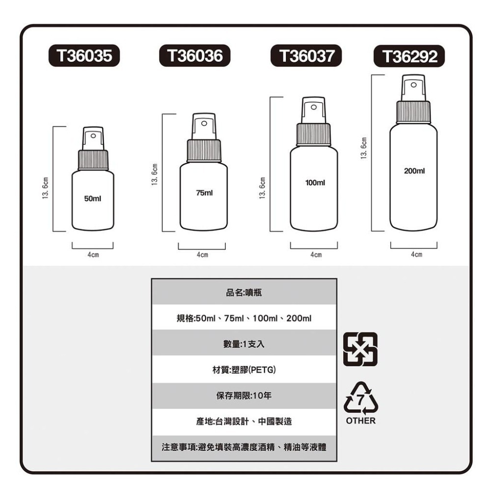 開發票 cosmos 50ml/75ml/100ml/200ml 噴瓶 噴霧瓶 多款供選 分裝瓶  旅行-細節圖3