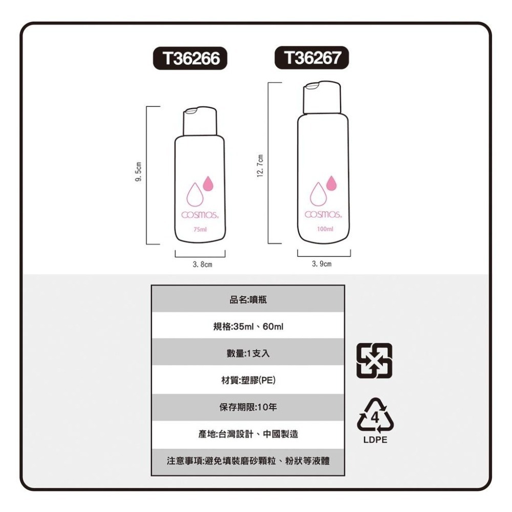 cosmos 按壓瓶 50ml/75ml/100ml 多款供選 乳液瓶  分裝瓶 旅行-細節圖4