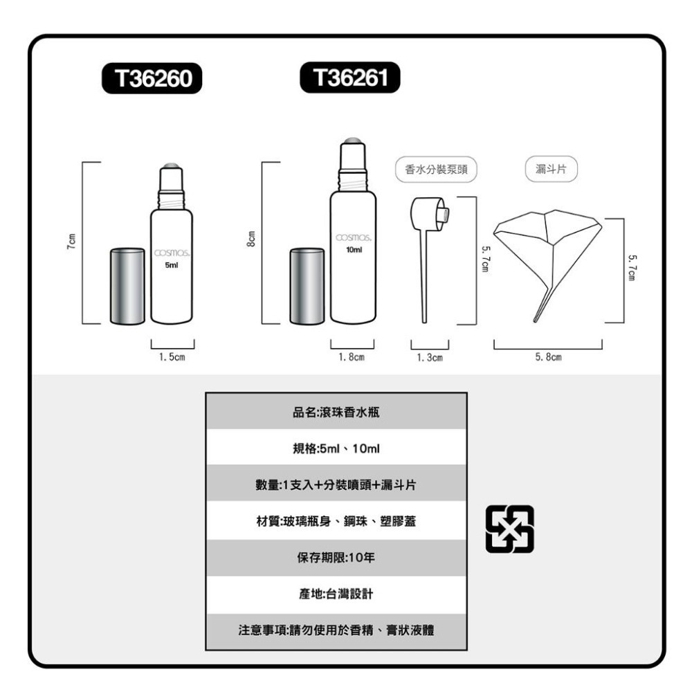 cosmos 滾珠香水瓶 5ml/10ml 玻璃香水瓶 香水空瓶 分裝瓶 兩款供選  旅行-細節圖3