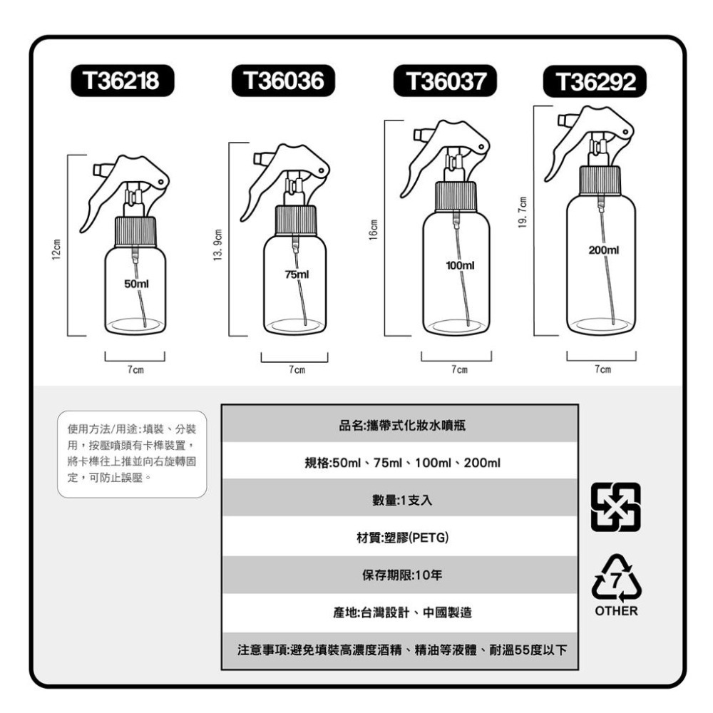 開發票 cosmos 50ml / 75ml / 100ml / 150ml / 200ml 噴瓶 噴槍瓶 分裝瓶 旅行-細節圖2