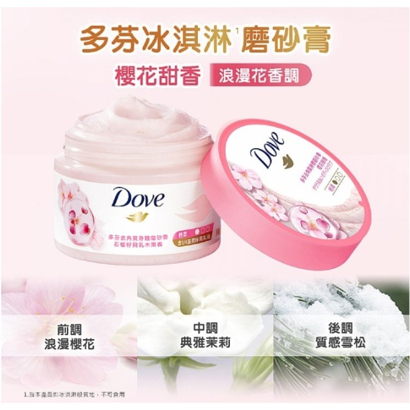 開發票 Dove 多芬 去角質身體磨砂膏 298g/入 多款供選 冰淇淋磨砂膏 身體去角質-細節圖6