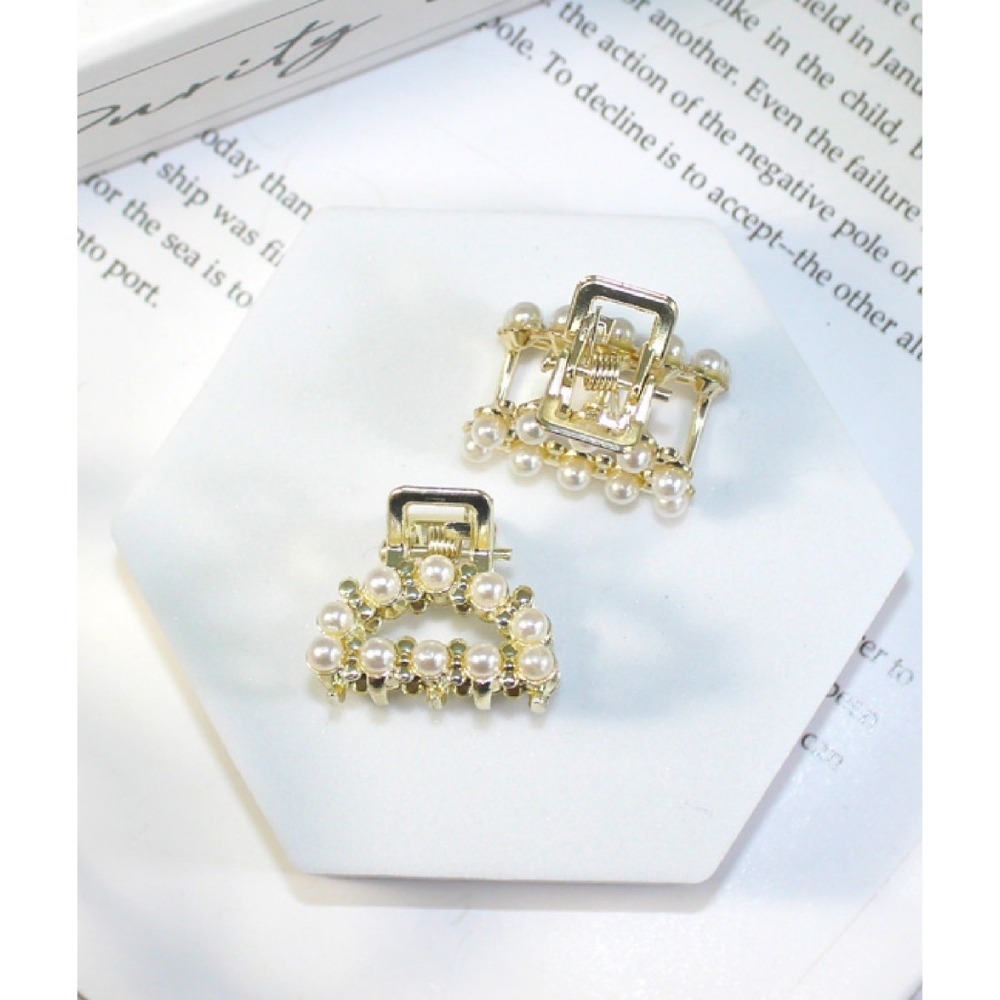 開發票 Bijoux C. 珍珠小抓夾 2入半圓/方型 兩款供選 (G50617) (G50618)-細節圖2