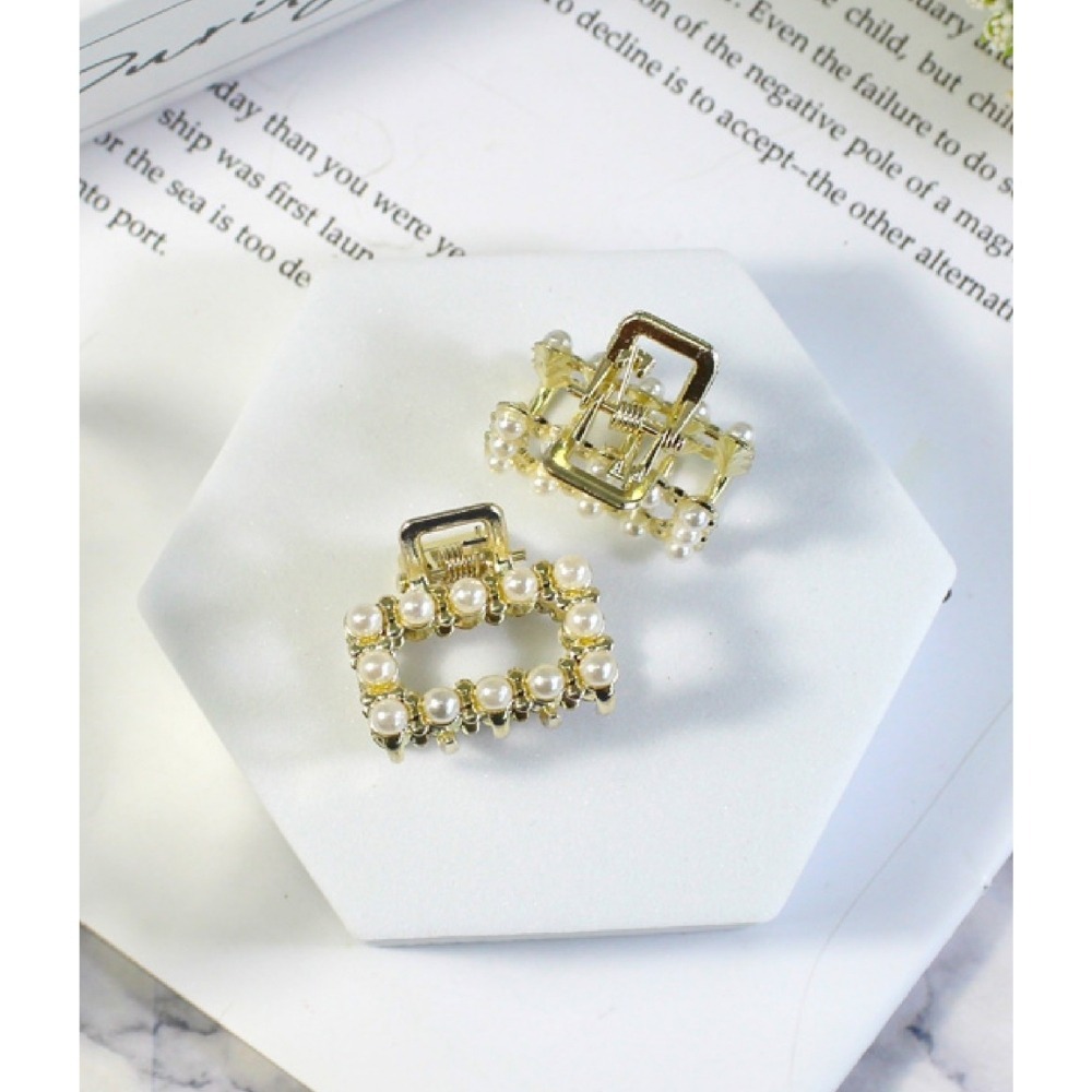 開發票 Bijoux C. 珍珠小抓夾 2入半圓/方型 兩款供選 (G50617) (G50618)-細節圖3