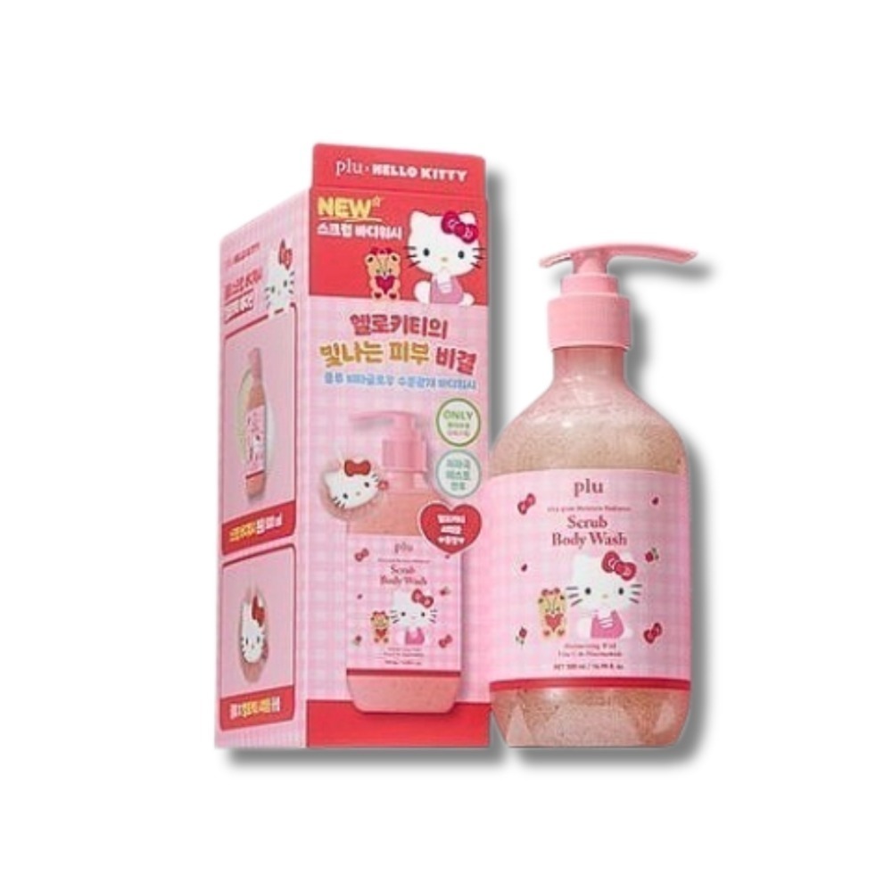 韓國 plu x HELLO KITTY 維他亮澤保濕光采 身體磨砂沐浴乳 玫瑰香 500ml/入 贈沐浴球🎁-規格圖5