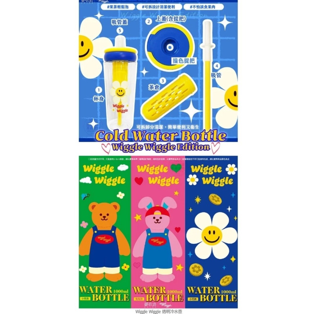 開發票 御衣坊 Wiggle Wiggle 透明冷水壺 1000ml  多款供選 水壺 隨行杯 水瓶-細節圖3