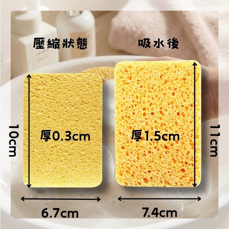 開發票 cosmos 法國 天然木漿 壓縮洗臉海綿 長方形2入 臉部清潔 潔顏-細節圖2