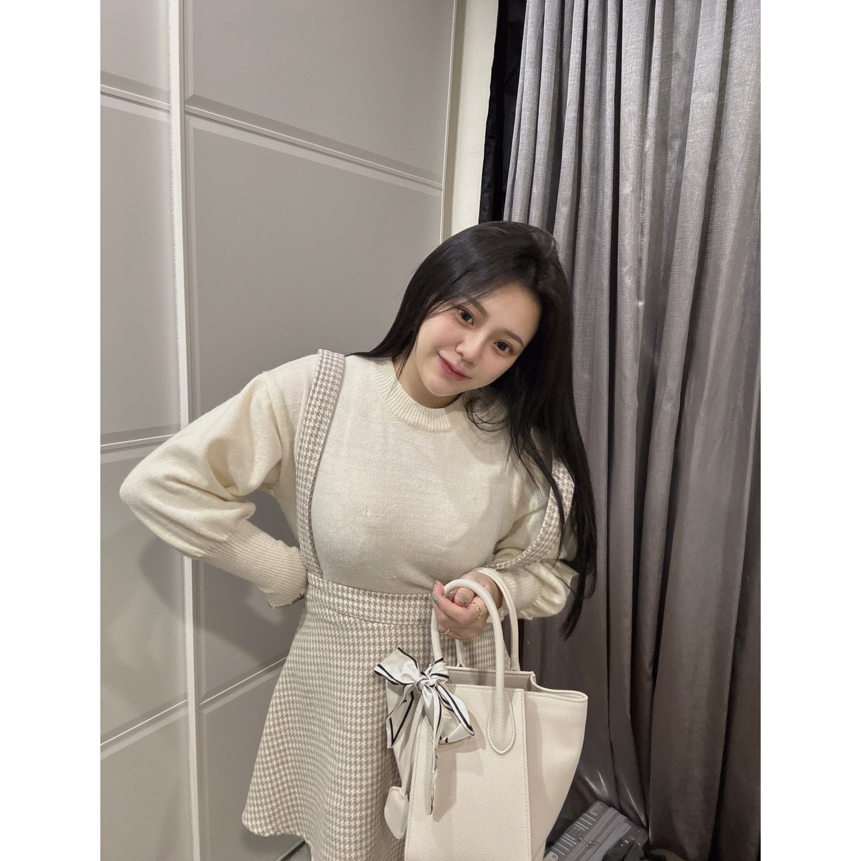 🇰🇷韓版秋冬毛衣吊帶裙-細節圖3