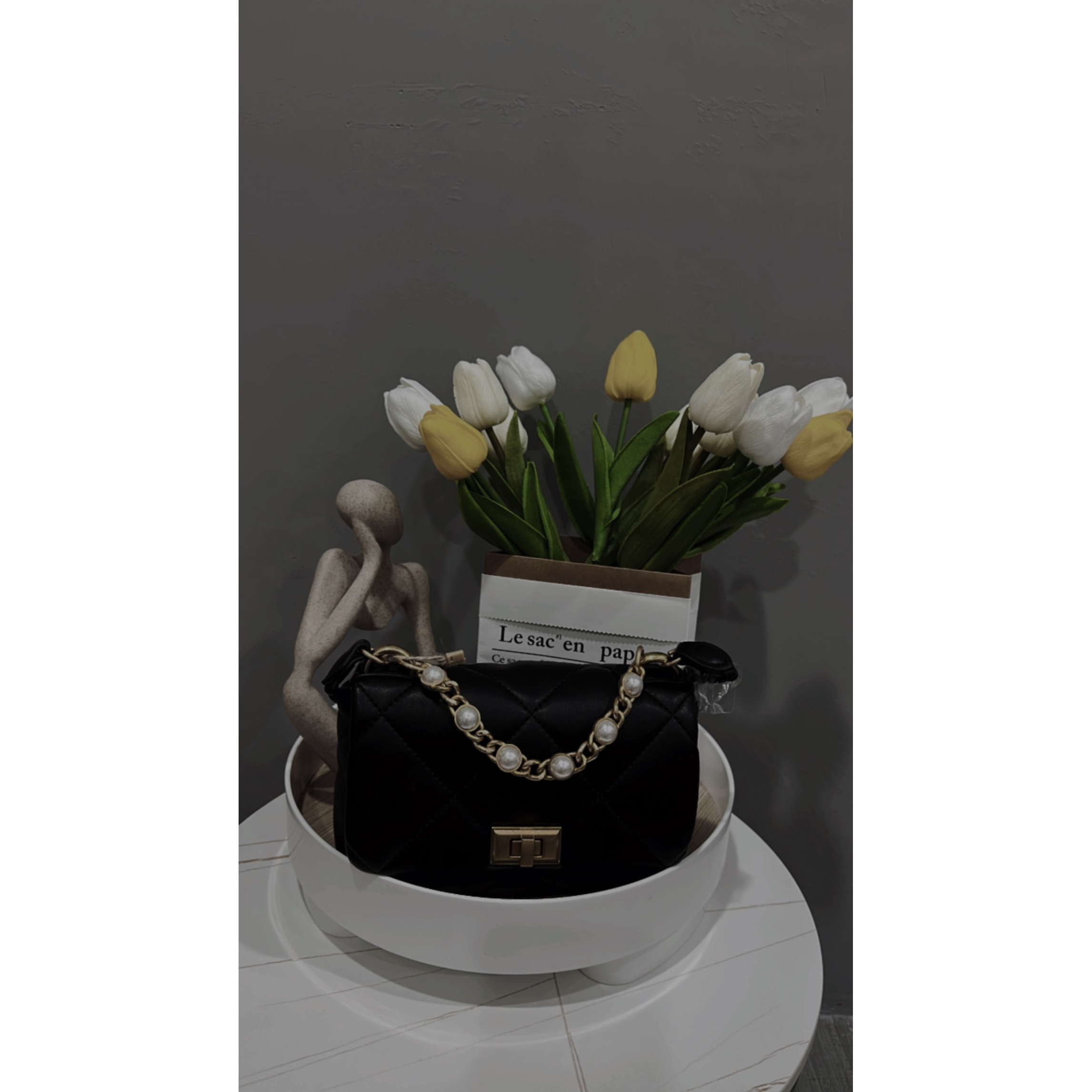 小珍珠鏈條包手提/肩背（白/黑）2色-細節圖2