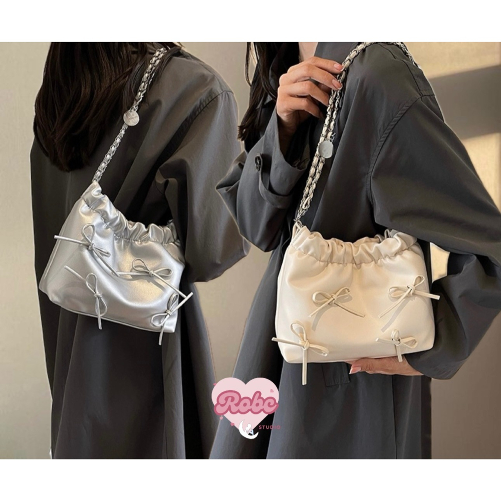 𝗔𝗽𝗿🌼🌼 蝴蝶結皮質鏈條包4色-細節圖2