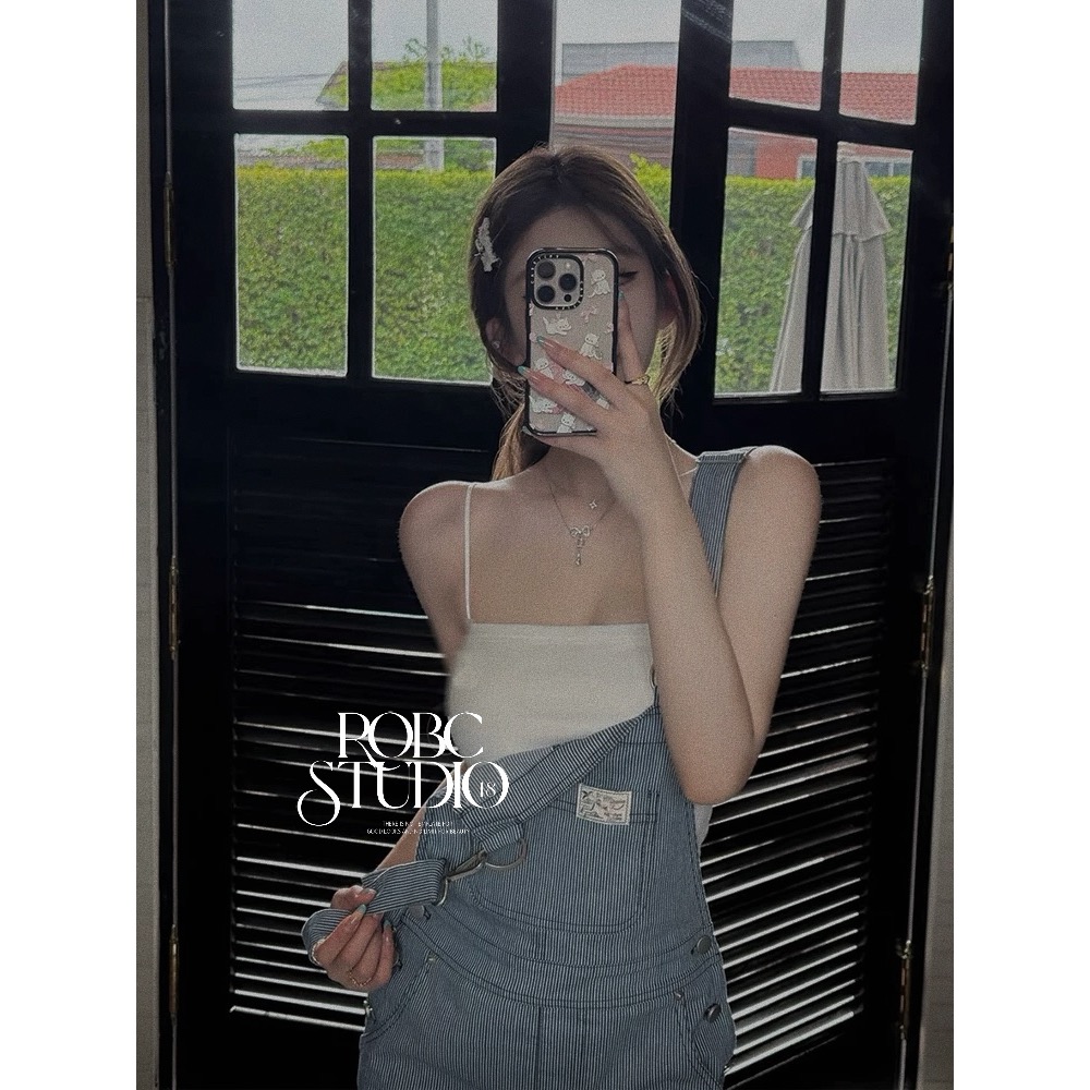 甜酷辣妹牛仔條紋吊帶裙-細節圖2