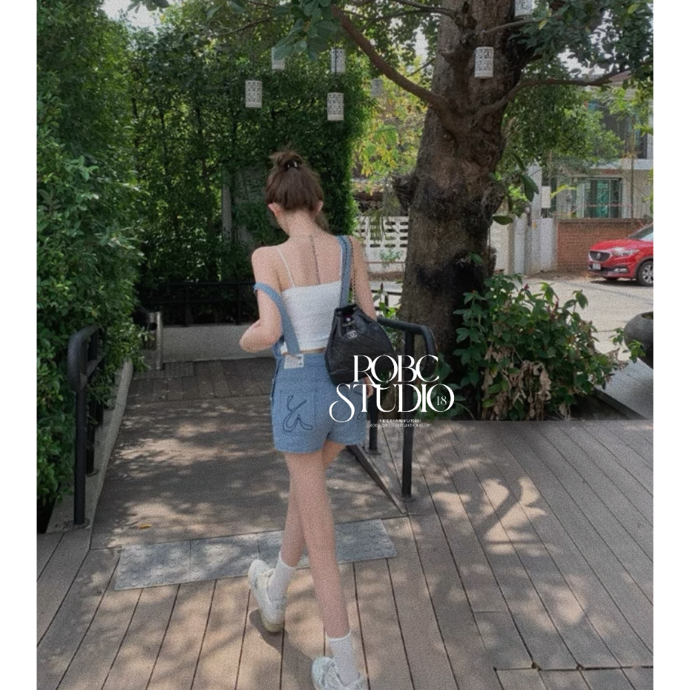 甜酷辣妹牛仔條紋吊帶裙-細節圖3