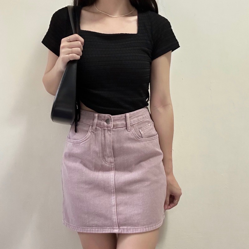 ｜現貨｜與眾不同 莫蘭迪色系牛仔短裙_B07（3colors）-細節圖4