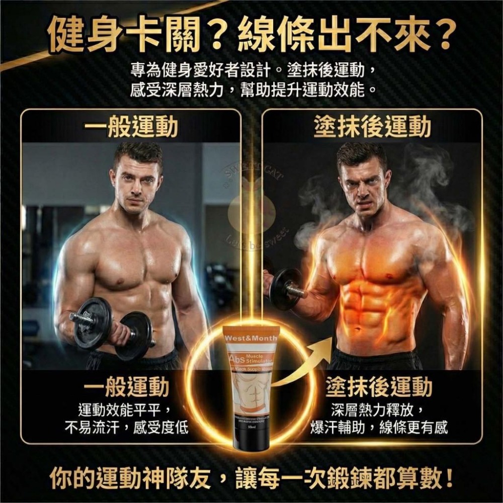 (台灣現貨) West&Month 男士腹肌緊實霜 60ml  運動輔助保養 緊緻肌膚 健身必備 展現完美線條-細節圖3