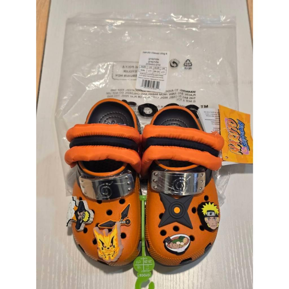 全新 正版 CroCs 童鞋 火影忍者 洞洞鞋 Naruto Classic Clog 漩渦鳴人 亮橘 小朋友鞋 聯名-細節圖5