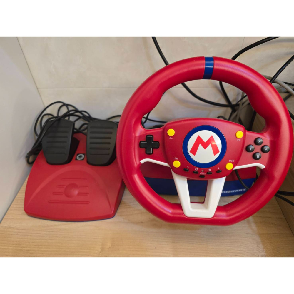 【Nintendo 任天堂】NS Switch 二手無盒 HORI 瑪利歐賽車 專用方向盤 煞車 油門 踏板 PC 電腦-細節圖2