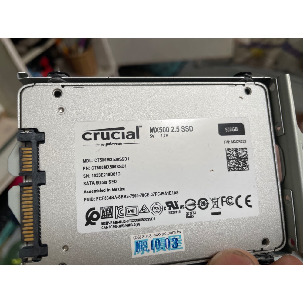 88% 健康度 極新 外觀漂亮  美光 Crucial MX500 500g SATAⅢ-細節圖2
