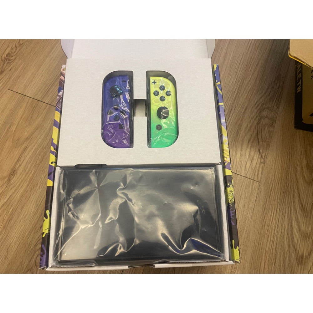 含遊戲 Switch NS 主機 OLED 漆彈大作戰 斯普拉遁 3 特仕機 漆彈3 特別款 白內盒有小損傷-細節圖2