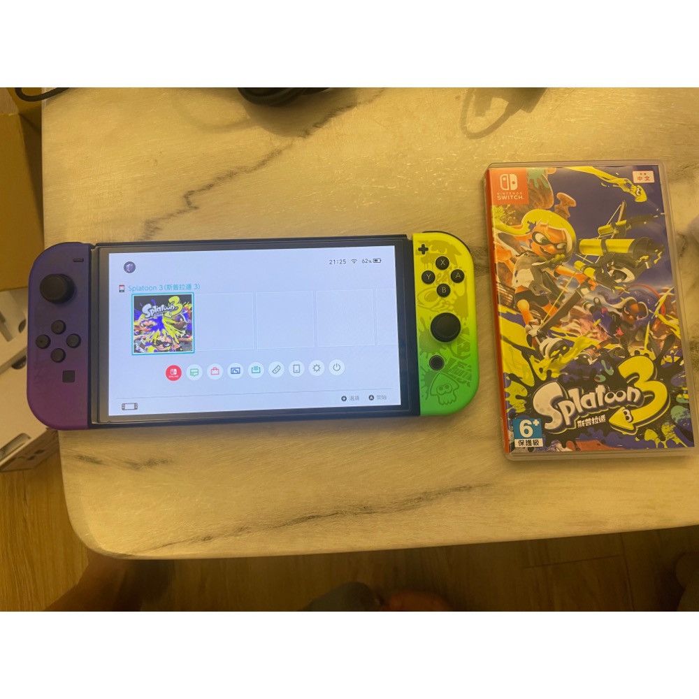 含遊戲 Switch NS 主機 OLED 漆彈大作戰 斯普拉遁 3 特仕機 漆彈3 特別款 白內盒有小損傷-細節圖7