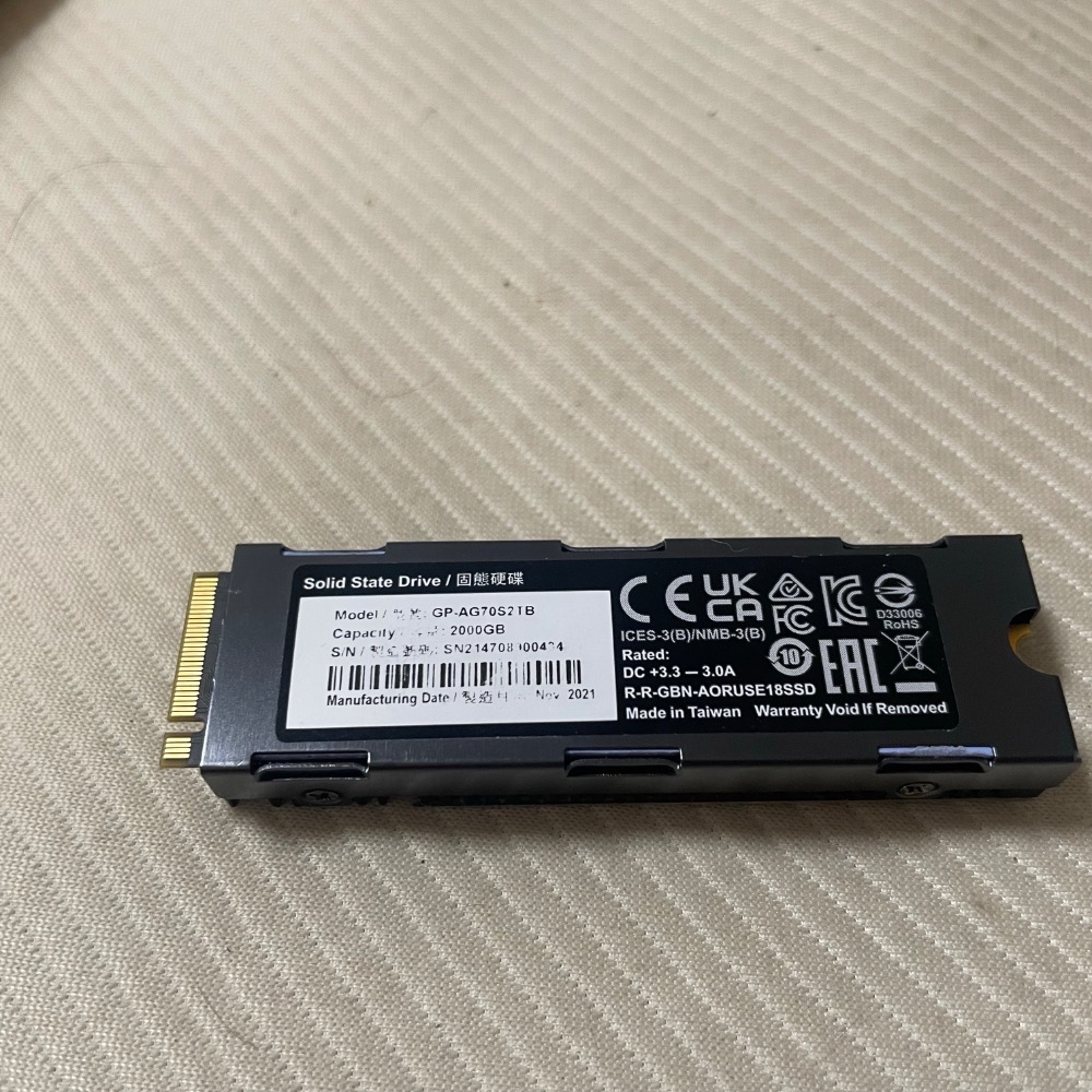 保固中 100健康度 技嘉AORUS G4 7000s SSD 2TB PCI-E 4.0 GEN4 PS5可用-細節圖4