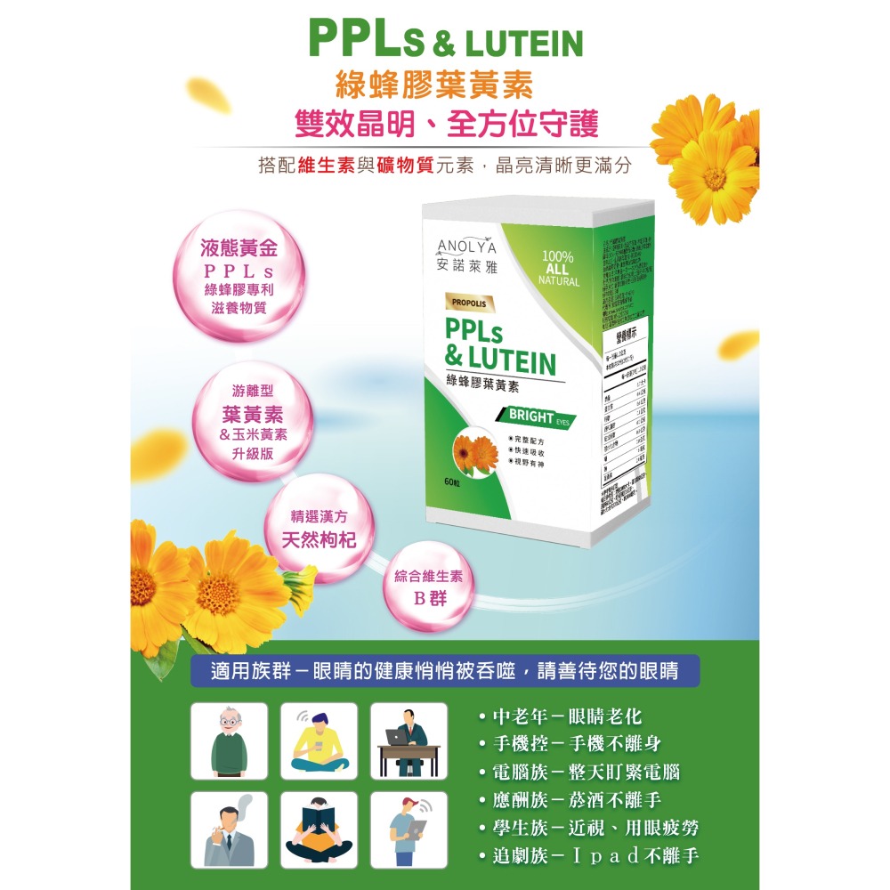 PPLS & LUTEIN 綠蜂膠葉黃素60粒-細節圖2