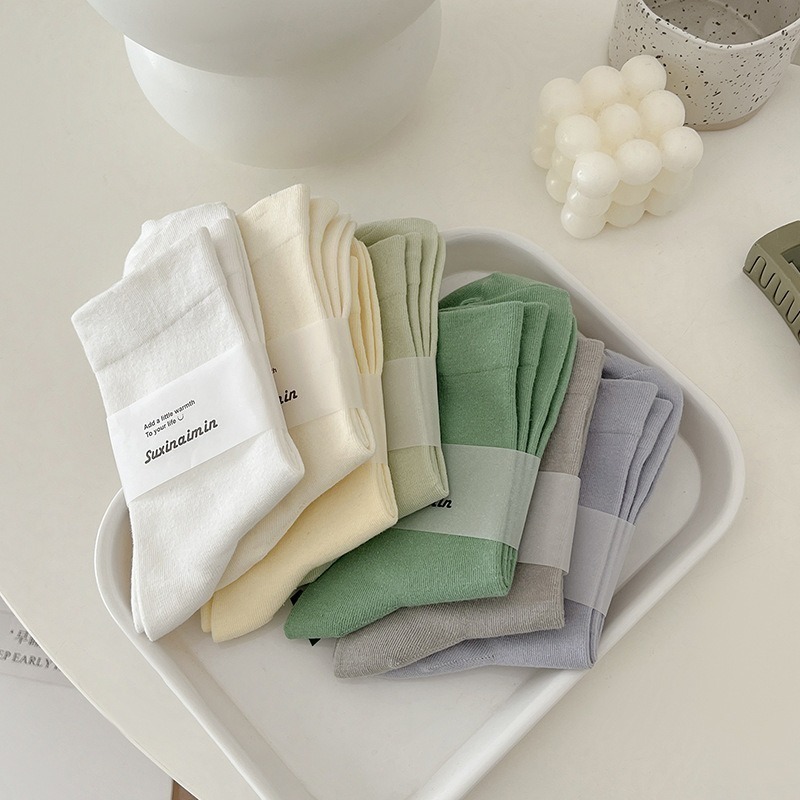 【double U 妳妳 現貨】短襪 襪子中筒襪 堆堆襪 中筒襪 可愛襪子 少女襪 白襪 學生襪 黑襪 素色襪子-細節圖4