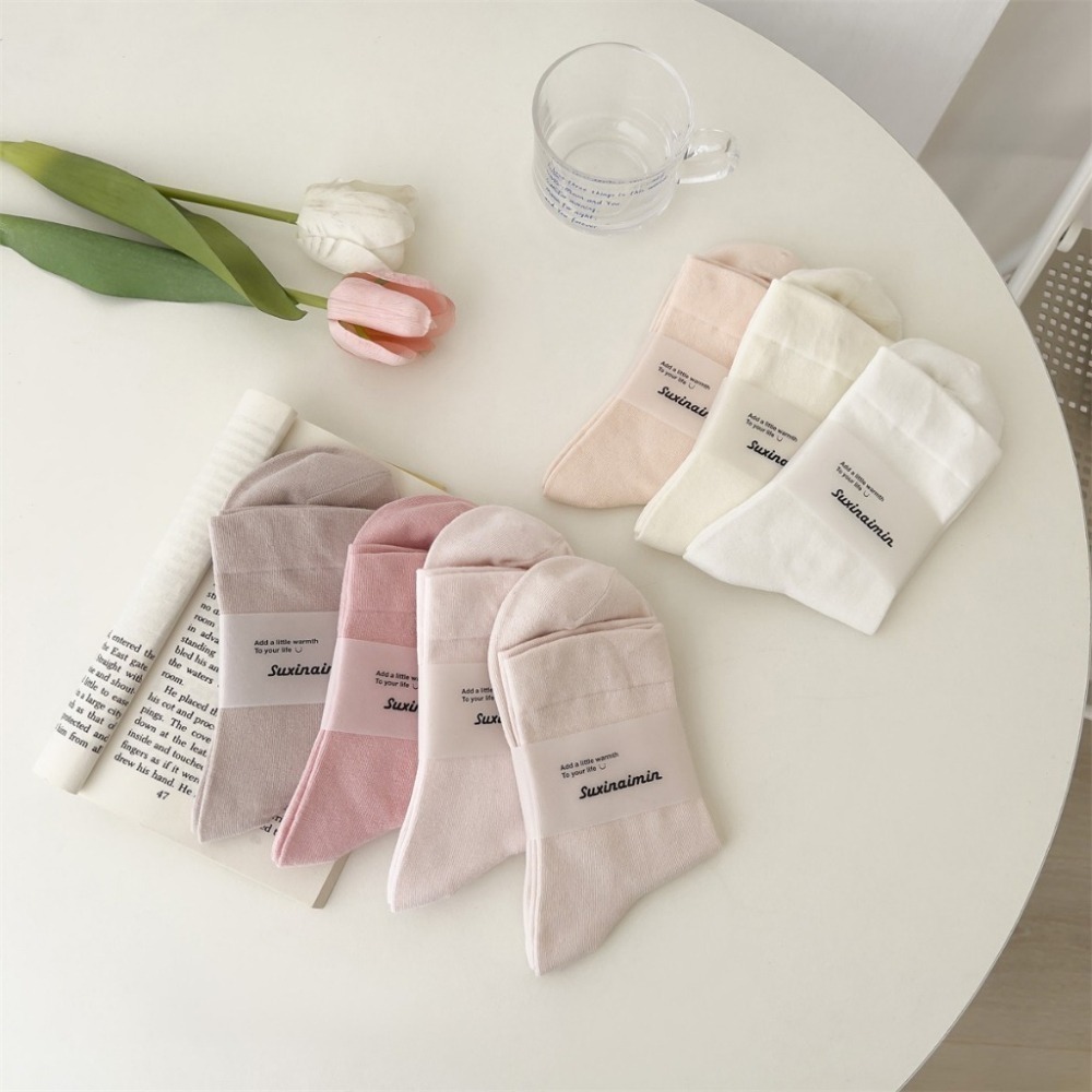 【double U 妳妳 現貨】短襪 襪子中筒襪 堆堆襪 中筒襪 可愛襪子 少女襪 白襪 學生襪 黑襪 素色襪子-細節圖7