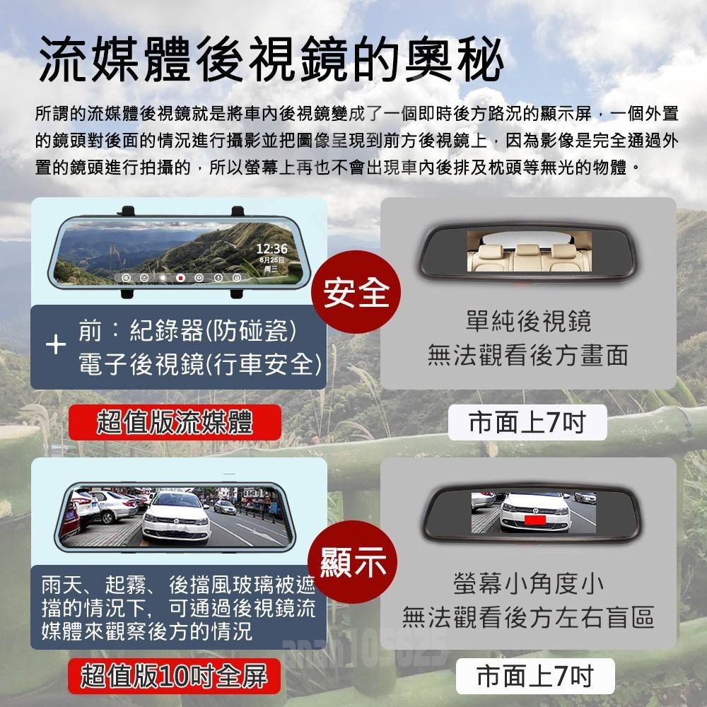 瑞鈺影音 超值10吋觸控屏 雙錄 前後1080P 行車記錄器 GPS 測速 星光夜視 電子後照鏡 後視鏡 行車紀錄器-細節圖7