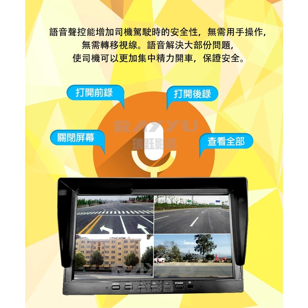 瑞鈺 711免運🔥盲點偵測BSD 聲控 10吋 7吋 AHD夜視1080Px4 四路行車紀錄器 貨車 四錄行車記錄器-細節圖5