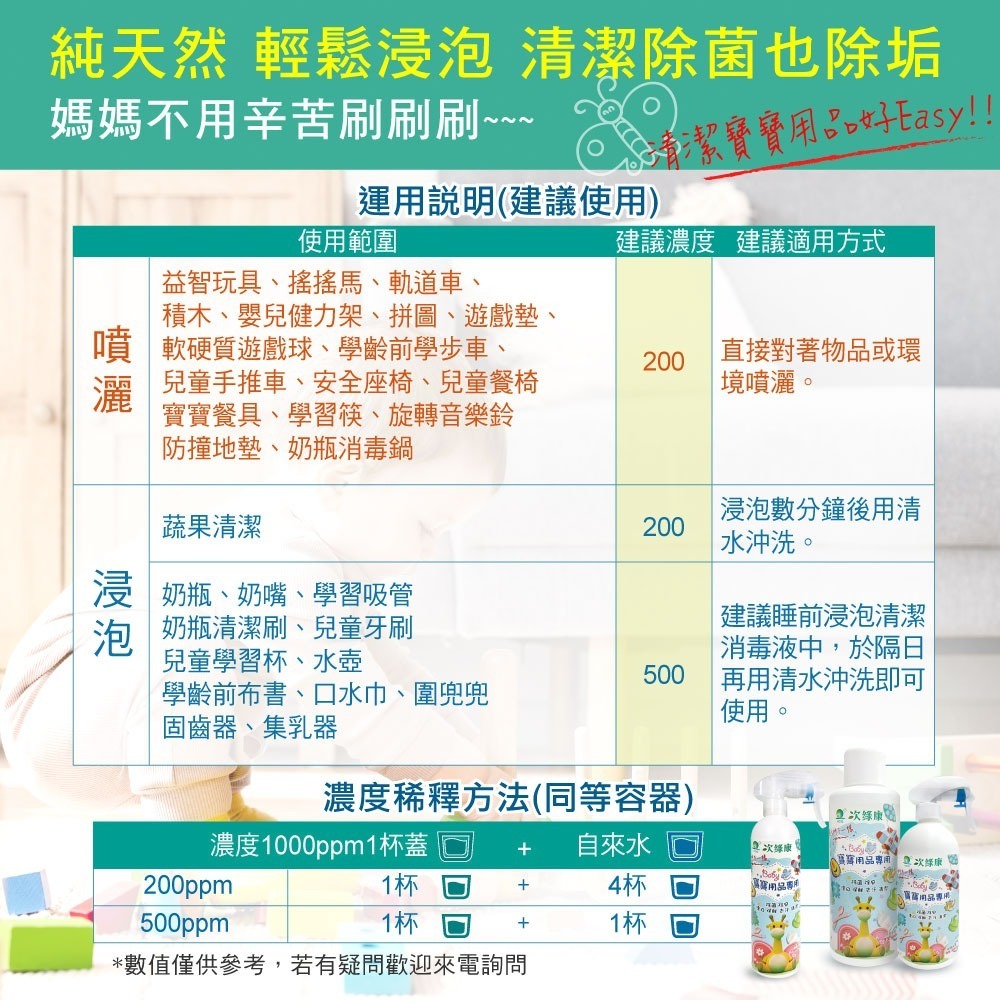 【次綠康】寶寶用品專用500mlx2+濃縮1000mlx1-細節圖5