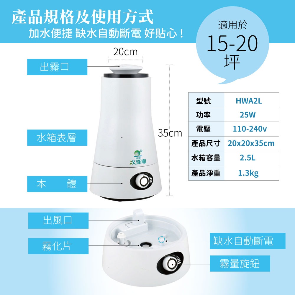 【次綠康】2.5L清淨霧化機送59晶除菌液1000ml-細節圖5