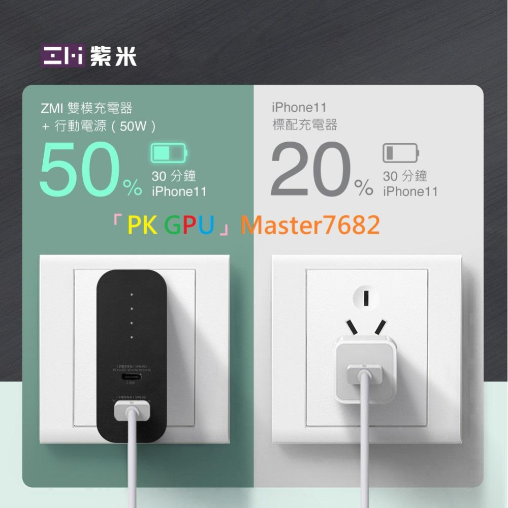 「PK GPU」 紫米 雙模 充電頭 + 行動電源 50W🥇蝦幣+免運🚚 ⚡️快速出貨🚀 (手機 筆電 快充移動電源-細節圖5