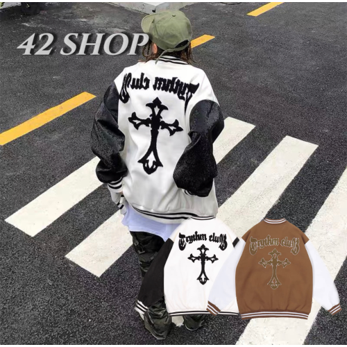 𝟒𝟐 𝐒𝐇𝐎𝐏 𝐬𝐭𝐮𝐝𝐢𝐨 | 美式復古格特字母十字架棒球外套