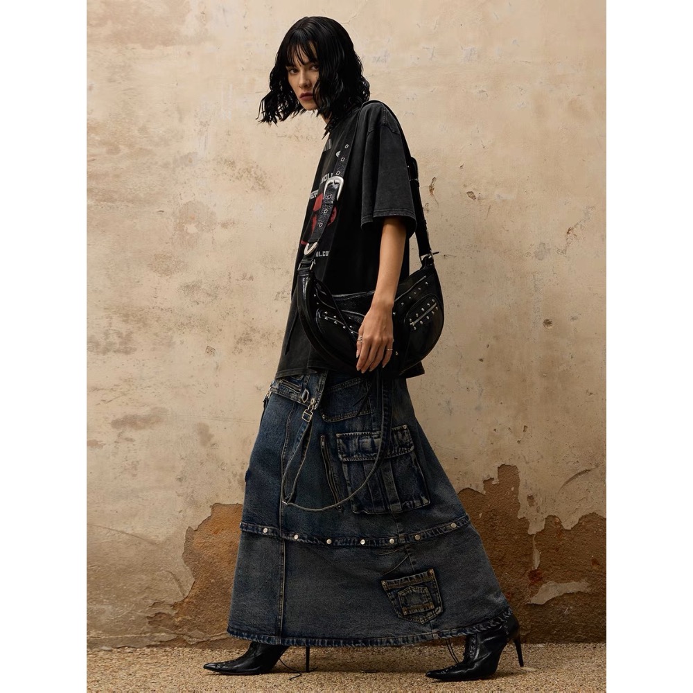 𝟒𝟐 𝐒𝐇𝐎𝐏 𝐬𝐭𝐮𝐝𝐢𝐨 | 獨家三合一可拆卸结構牛仔背帶半身裙-細節圖2