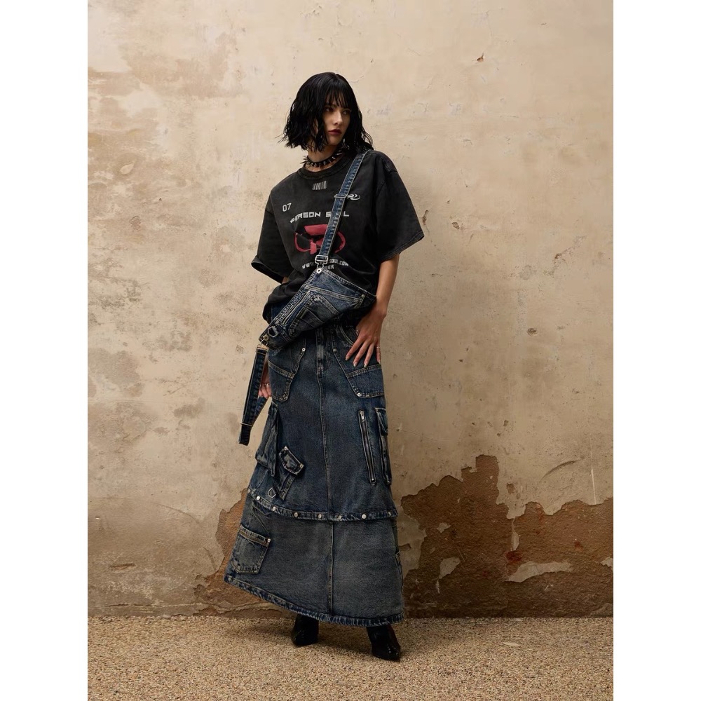 𝟒𝟐 𝐒𝐇𝐎𝐏 𝐬𝐭𝐮𝐝𝐢𝐨 | 獨家三合一可拆卸结構牛仔背帶半身裙-細節圖4