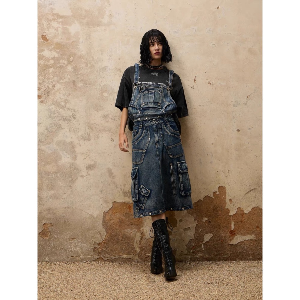 𝟒𝟐 𝐒𝐇𝐎𝐏 𝐬𝐭𝐮𝐝𝐢𝐨 | 獨家三合一可拆卸结構牛仔背帶半身裙-細節圖6
