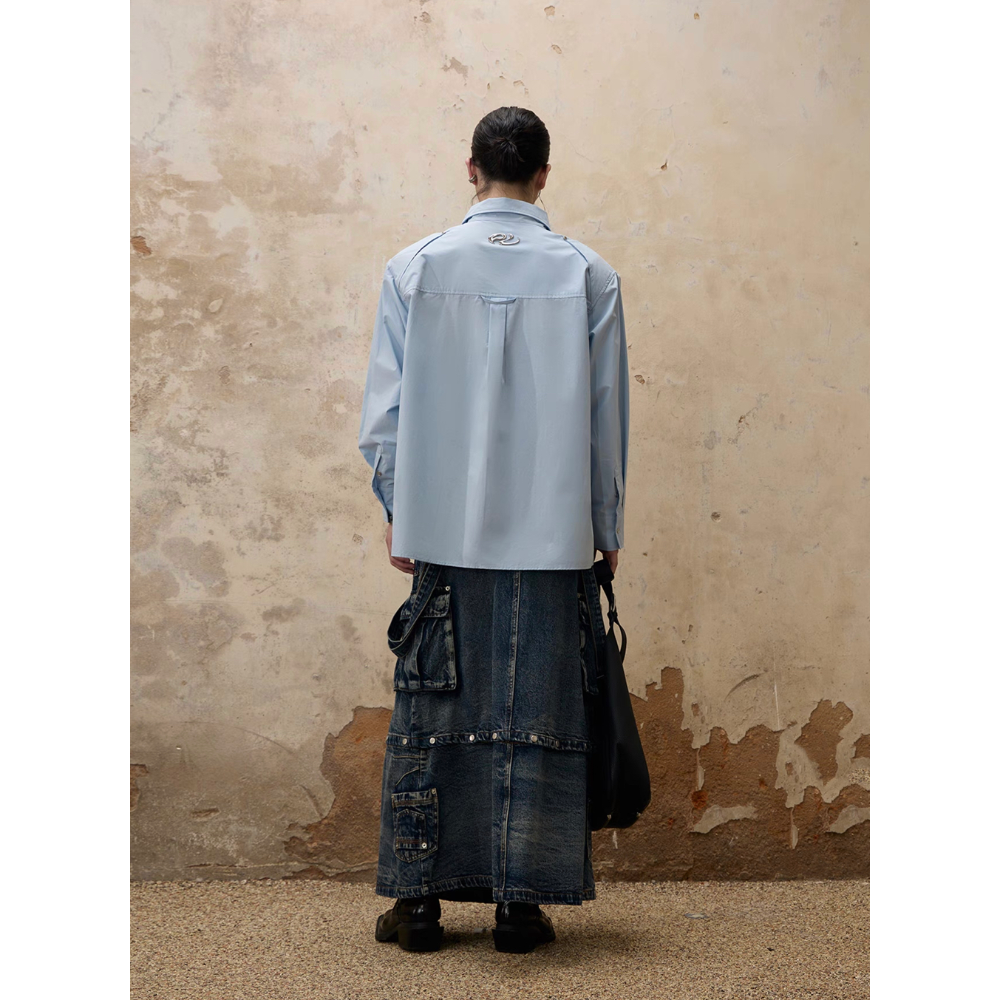 𝟒𝟐 𝐒𝐇𝐎𝐏 𝐬𝐭𝐮𝐝𝐢𝐨 | 獨家三合一可拆卸结構牛仔背帶半身裙-細節圖7